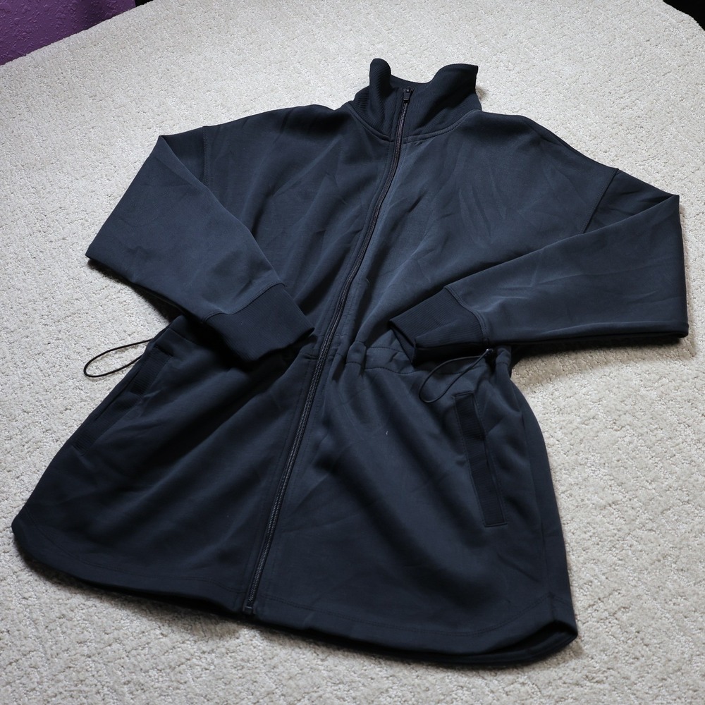 All in Motion Airy Sleek Full Zip Jacket Black Relaxed Fit Mock Neck Small NWT